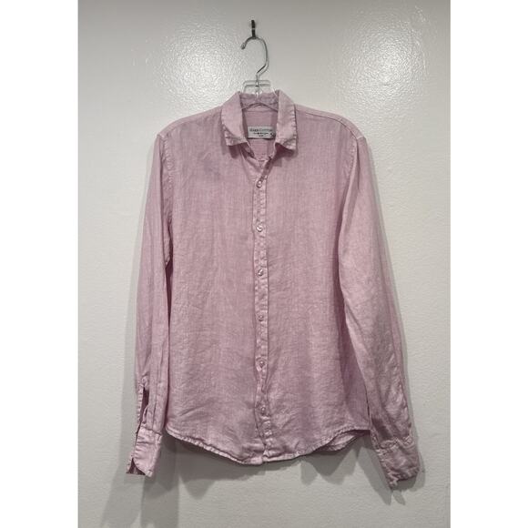 Haris Cotton Pink Linen Shirt Men's Size Small Long Sleeve Button Down READ - Picture 1 of 9